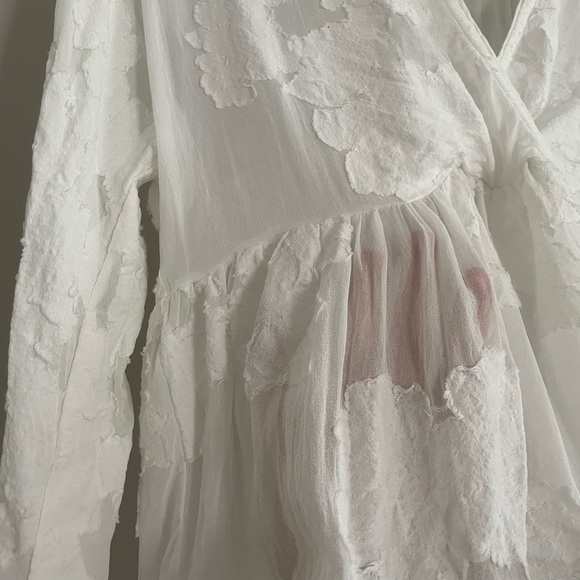 Aritzia Wilfred Augustine Peplum Top White Sheer Small S EUC Empire Waist - Picture 3 of 9